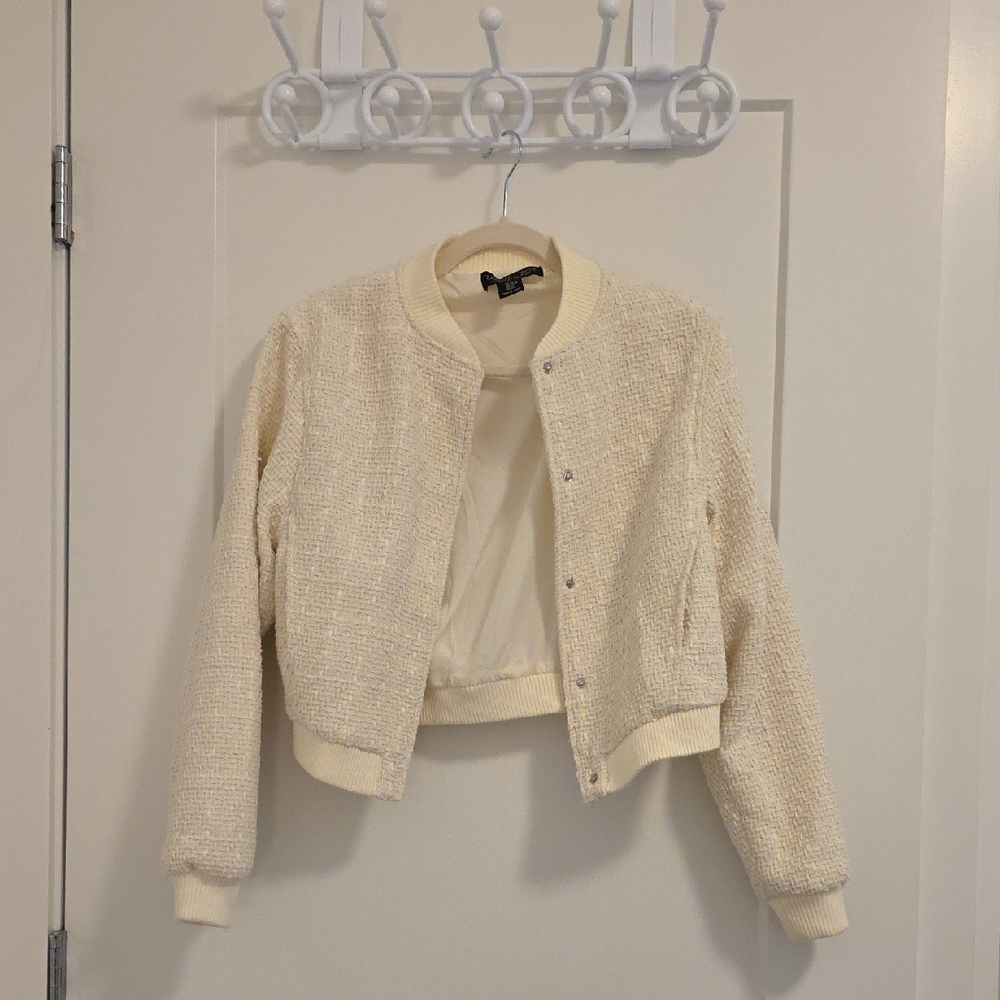 Rachel Zoe Cream Bomber Jacket